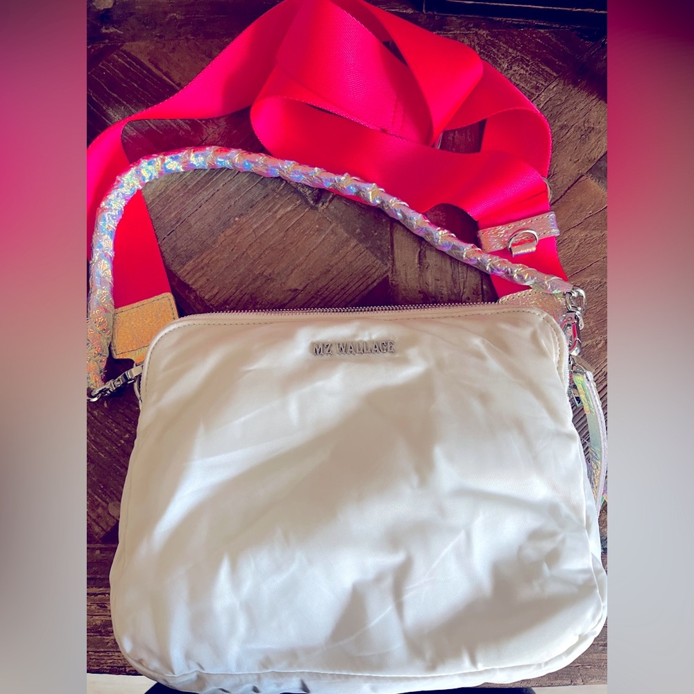 Cream colored MZ Wallace bag with two straps